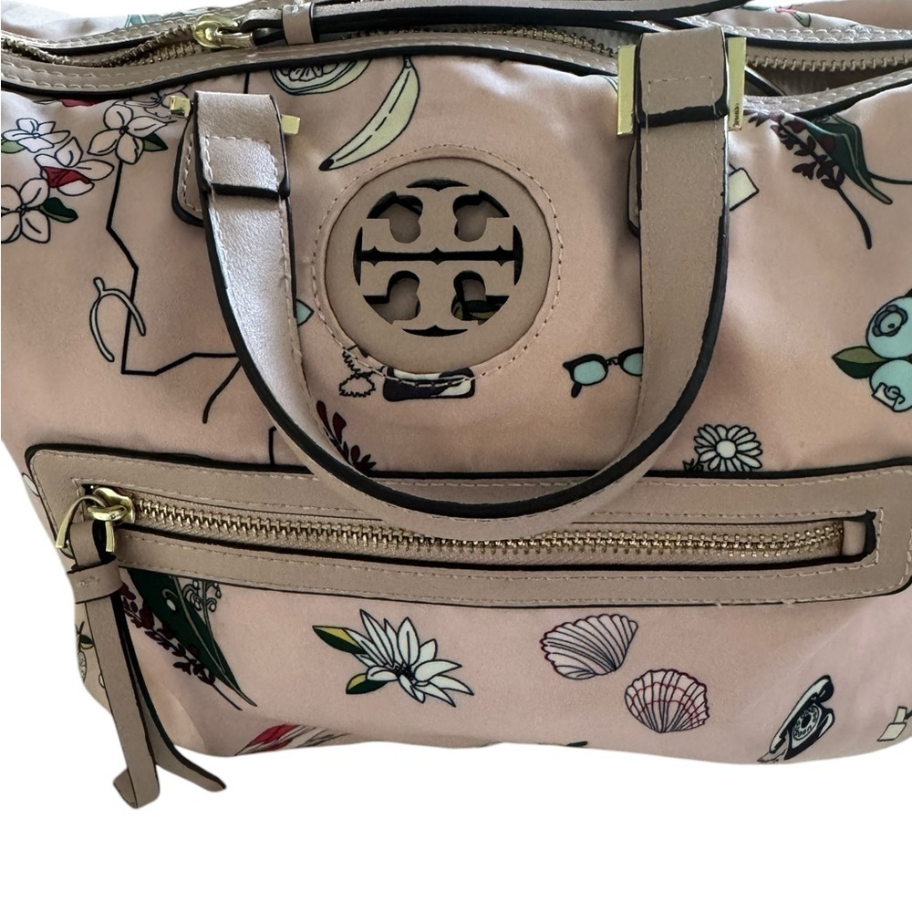 Tory Burch Pink Cherry, Shell, Floral, Parrot Cactus Printed Women's Bag 10x15x6 - Picture 11 of 14